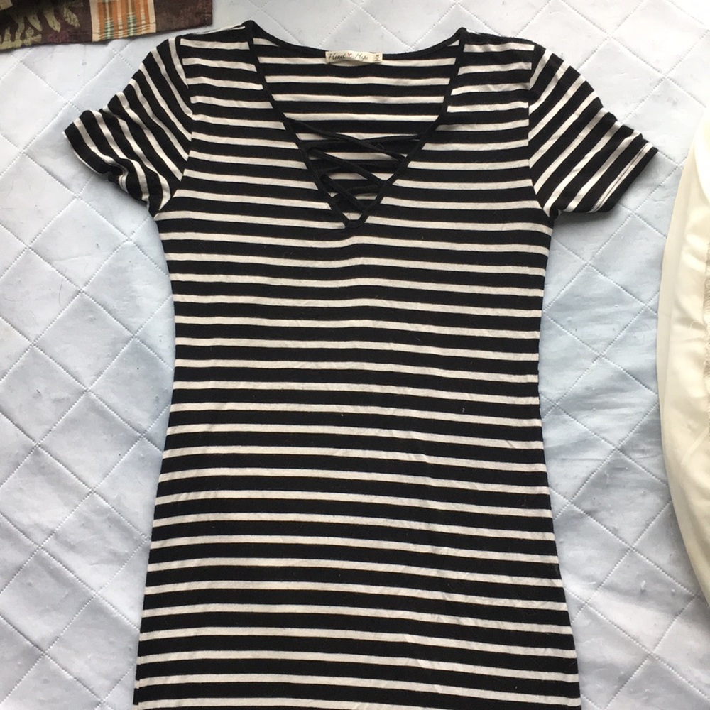 Black and white striped dress